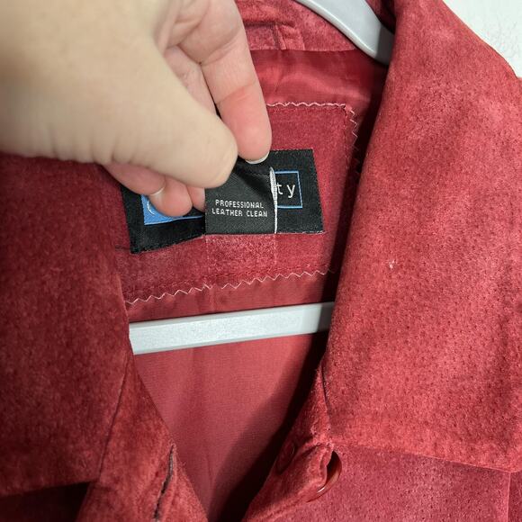 Relativity Jacket Womens XL Red Genuine Suede Leather Button Front Lined‎ - Picture 4 of 10